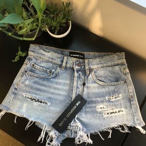 The Kooples destructed denim shorts